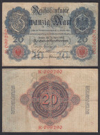 20 Mark 1910 Ro 40a Pick 40 F (4) Serie: K UDR: R 6-stellig      (29012 - Other & Unclassified