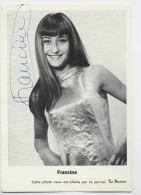 FRANCINE CARTE CETTE PHOTO OFFERTE LE JOURNAL LA SUISSE + AUTOGRAPHE - Artistas