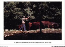 AJJP1-0084 - METIER - JEAN-LOUIS SAVIGNAC ET SES VACHES A BEAUREGARD  - Paysans