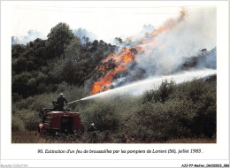 AJJP7-0651 - METIER - EXTINCTION D'UN FEU DE BROUSSAILLES PAR LES POMPIERS DE LORIENT  - Brandweer