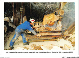 AJJP7-0643 - METIER - ANTONIN FLECHER DECOUPE DU GRANIT A LA CARRIERE DE PONT TORRET - BANNALEC  - Artisanat