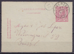 EP Carte-lettre 10c (N°46) Càd LONDERZEEL /27 JANV 1892 Pour BRUSSEL (au Dos: Càd Arrivée BRUXELLES 1) - Postbladen