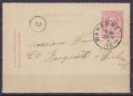 EP Carte-lettre 10c (N°46) Càd WAREMME /5 JUIN 1890 Pour ZICHEM (au Dos: Càd Arrivée TIRLEMONT) - Cartas-Letras