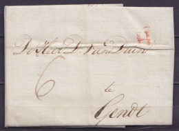 L. Datée 21 Novembre 1803 De AMSTERDAM Pour GENDT - Marque (H) De Hollande - Port "6" - 1794-1814 (Franse Tijd)