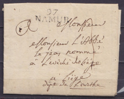 L. Datée 14 Septembre 1813 De NAMUR Pour Evéché De LIEGE Dept De L'Ourthe - Griffe "97 / NAMUR" - Port "3" - 1794-1814 (Période Française)