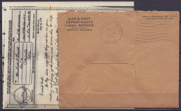 USA - V-MAIL WAR & NAVY DEPARTMENT Flam. "U.S. POSTAL SERVICE /MAY 20 1944" Pour COLINSVILLE Oklahoma - Storia Postale