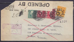 USA - L. Recommandée Affr. 15c Oblit. NEW YORK 1916 Pour LA HAYE Hollande - Bande Censure Militaire (au Dos: Càd Transit - Cartas & Documentos