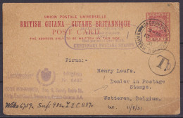 Guyane Britannique - CP EP 2c De KITTY Càd GEORGETOWN /13 JY 1931 Pour Marchand De Timbre Loufs à WETTEREN - Taxée ? - Brits-Guiana (...-1966)