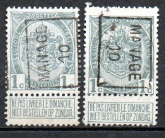 1464 Voorafstempeling Op Nr 81 - MANAGE 10 -  Positie A & B - Roulettes 1910-19