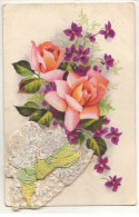 N°19254 - Un Bonnet En Dentelle - Roses Et Violettes - Sainte-Catherine