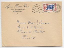 SERVICE DRAPEAU 35FR SEUL SOLO LETTRE COVER ENTETE AGENCE DE PRESSE MEC CONSEIL DE L'EUROPE 27.9.1961 STRASBOURG - Storia Postale