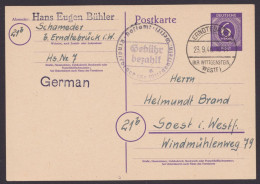 Erndtebrück: P951, O, Karte Mit Dienstsiegel Und Ra "Gebühr Bezahlt", 23.9.46, Kein Text - Lettres & Documents