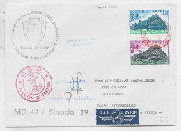 SERVICE 1FR20+1FR70 LETTRE COVER AVION CACHET ROUGE PAQUEBOT + MARION DUFRESNE + TERRES AUTRALES ANTARTICQUES - Storia Postale