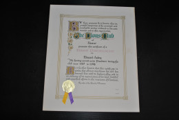 Diplôme The Lion's Club Namur Certificat Past President Edouard Aubry 1957 To 1958 Lions Lionism - Sonstige & Ohne Zuordnung