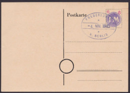 Fredersdorf: PA 05, O, Karte Ohne "Gebühr Bezahlt", Stempel 4.11.45, Kein Text, Gepr. Sturm, BPP - Cartas & Documentos