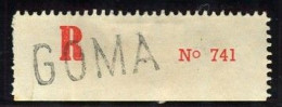 Congo Goma Etiquette De Recommandé Type 2Ae/R-O/B (grande Griffe Majuscule) Dent. 11 1/2 ( ND Bord Inférieur ) - Briefe U. Dokumente