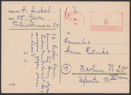 Gera: Bedarfskarte Mit Apt. Absenderfreistempel Und Handschr. "6", 29.8.45, Bedarf - Lettres & Documents