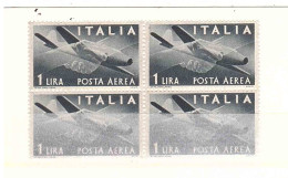 POSTA AEREA L.1 DEMOCRATICA QUARTINA - 1946-60: Mint/hinged