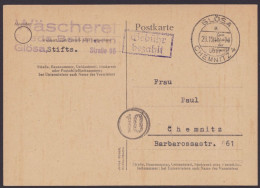 Glösa über Chemnitz: Bedarfskarte Mit Ra "Gebühr Bezahlt", 29.10.45 - Lettres & Documents