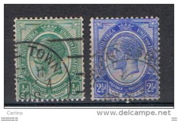 SOUTH   AFRICA:  1913/20  GEORGE  V°  -  2  USED  STAMPS  - YV/TELL. 2 + 5 - Used Stamps
