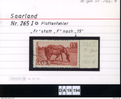 Saarland , 265 I , PLF / Abart - Siehe Foto - Used Stamps