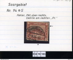 Saargebiet , 94 V , PLF / Abart - Siehe Foto - Used Stamps