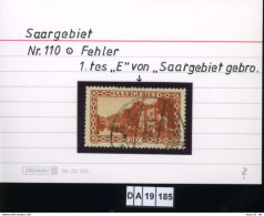 Saargebiet , 110  , PLF / Abart - Siehe Foto - Used Stamps