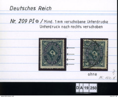 Deutsches Reich , 209   , PLF / Abart - Siehe Foto - Variétés & Curiosités