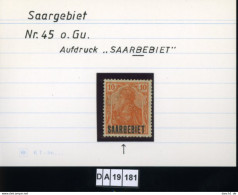 Saargebiet , 45 , PLF / Abart - Siehe Foto - Unused Stamps