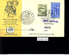 Norwegen, Erstflugbeleg, Kopenhagen - Tokio Via Nordpol, 1957 - Lettres & Documents