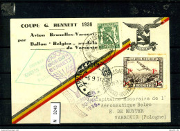 Belgien, 6 Lose U.a., 1936, Ballonflugbeleg Mit 2 Sonderstempel - Verzamelingen