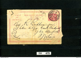 Ägypten, Postkarte, Gelaufen 1894 Mit Anhaftungen Und Sehr Starken Gebrauchsspuren (mittiger Knick) - 1866-1914 Khedivato Di Egitto