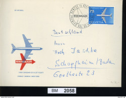 BM2058, Schweiz, 1960, 695, Erstflug Zürich-Genf-New York - First Flight Covers
