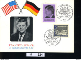 M224, Bund, Sondebeleg Zum Kennedy-Besuch 19./20.06.1963 Mit Vignette - Cartas & Documentos