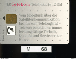M068, Deutschland, TK, Standardkarte Telekom, 12 DM, 1992 - P & PD-Series: Schalterkarten Der Dt. Telekom