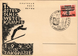 Postcard Zakopane Ganzsache Skispringen Gel. General Gouvernement 1940 - Poland