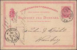 Dänemark Postkarte Wappen Im Oval 10 Öre, RANDERS 8.6. Nach HAMBURG 9.6.1884 - Enteros Postales