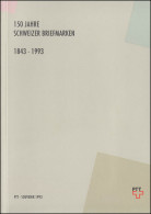 Schweiz PTT-Souvenir 7a 150 Jahre Briefmarken 1993, Text Deutsch  - Cartas Máxima
