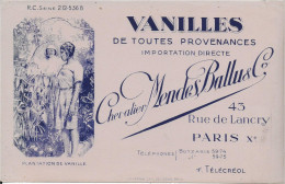 BUVARD ANNEES Neuf   50's  VANILLES CHEVALIER MENDES BALLUS PARIS PLANTATION DE VANILLE - Alimentaire