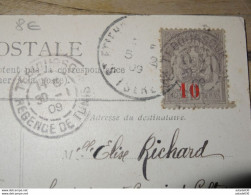 Sur Cpa : Timbre Regence Tunis 10/15 - TEBOURSOUK 1909 ............ 3223 - Cartas & Documentos