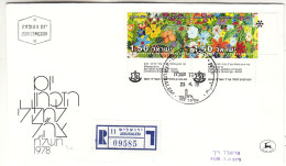 Israël - Lettre Recom FDC De 1978 - Oblit Jerusalem - Fleurs - Chutes D'eaux - - Storia Postale