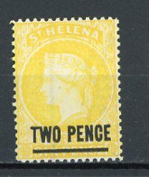 ST. HELENA  Yv. N° 14 Fil CA  *  2p  Jaune  Cote  4,5 Euro BE   2 Scans - Saint Helena Island