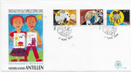 Antillen 1991 FDC; Chess Checkers Domino Music Hat E228 Ping Pong Table Tennis Schaken Schach - Antillen