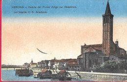 VERONA - VEDUTA DALL'ADIGE DI S. ANASTASIA - FORMATO PICCOLO -  VIAGGIATA 1917 - Verona