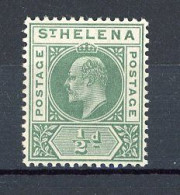 ST. HELENA  Yv. N° 27 Fil CA  * 1/2p Vert  Cote  2 Euro BE   2 Scans - Saint Helena Island