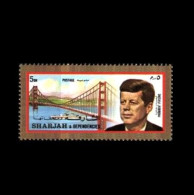 Sharjah: 'John F. Kennedy – Golden Gate Bridge [San Francisco Bay] – Brücke, 1972', Mi 896A ** - Kennedy (John F.)
