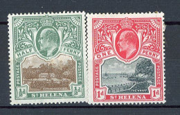 ST. HELENA  Yv. N° 29,30   Fil CC  *   1/2p, 1p  Edouard VII  Cote  5 Euro BE   2 Scans - Saint Helena Island