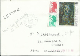 FRANCE LETTRE 7F40 ST FLOUR ( CANTAL ) POUR CHIRAC ( LOZERE ) DE 1988 LETTRE COVER - Covers & Documents