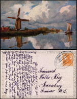 Ansichtskarte  Windmühlen Windmill, Stimmungsbild 1918 Schiffspost Meinersdorf - Unclassified