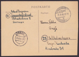 Lübeck: Bedarfskarte, Abgang "Timmendorfer Strand", 21.8.45 - Lettres & Documents